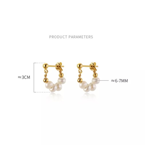 🌟Buy 1 Get 1 FREE Natural Freshwater Pearl vermeil hoop earrings gold silver - Picture 10 of 13